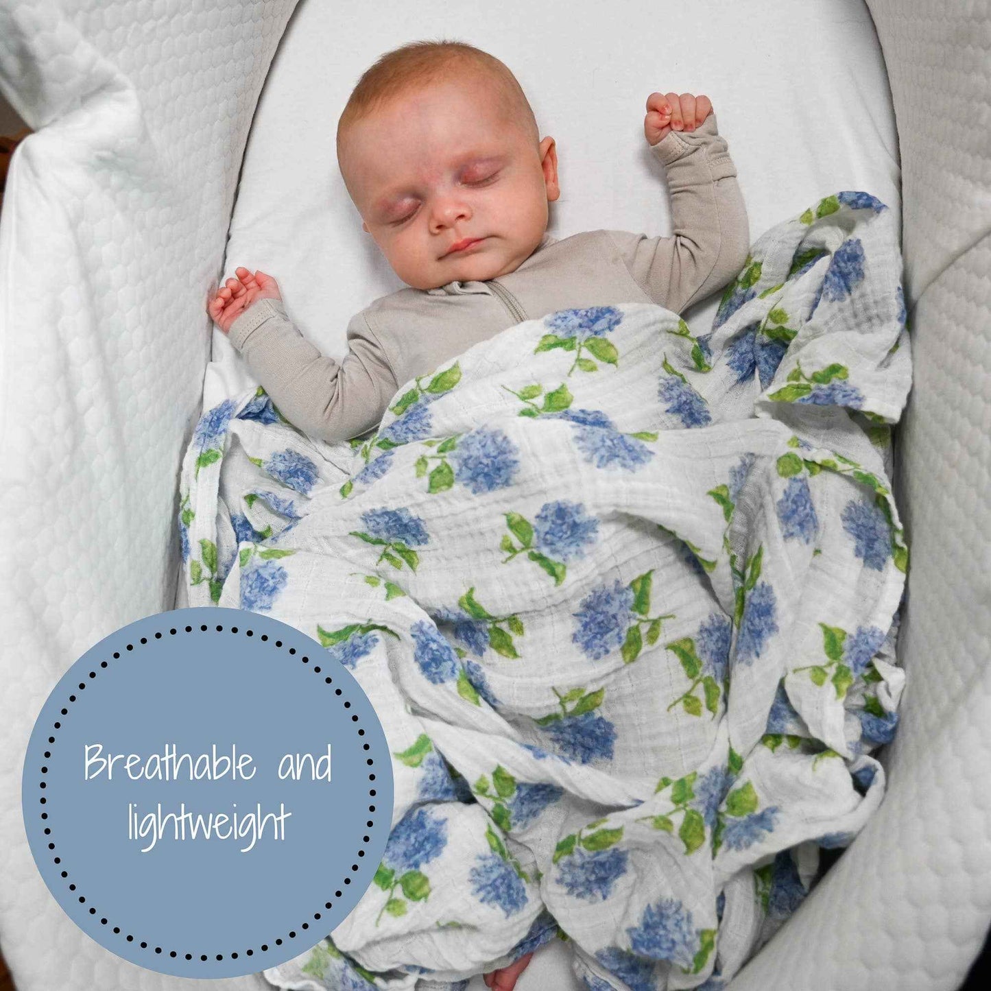LollyBanks - You Had Me At Hydrangea Baby Muslin Swaddle Blanket