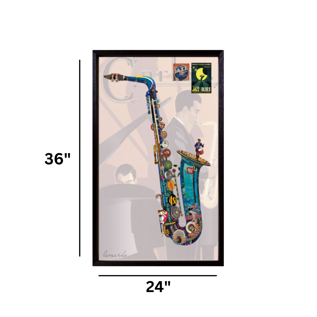 3D Collage Art | Saxophone Singin' the Blues (36"x24")