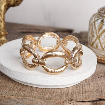 Chunky Hammered Link Stretch Bracelet