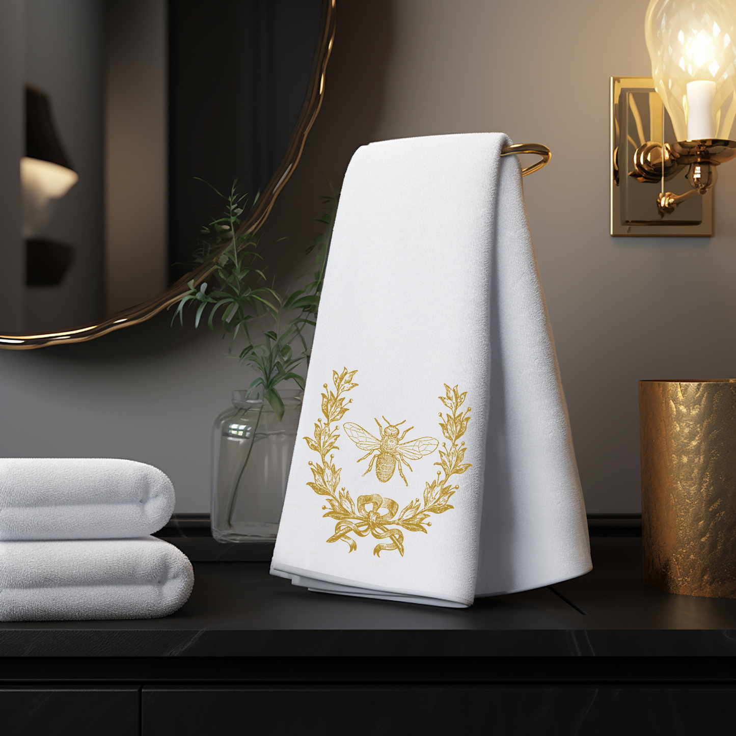 Gold Bee & Crest, French Inspired Luxury Towels, 3 Sizes