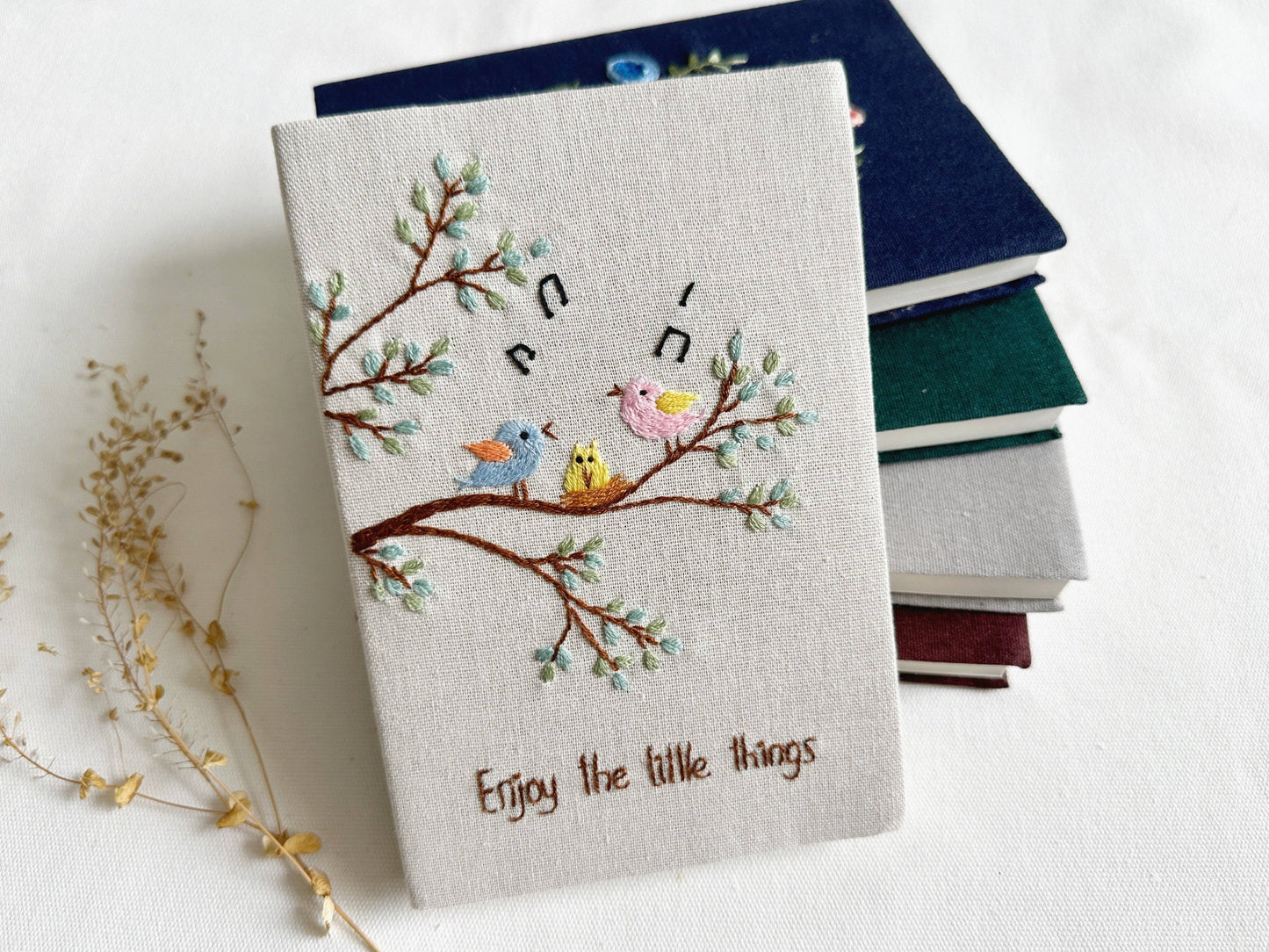 Handmade Journal with Cute Embroidery & Inspirational Quote, Collection Rory