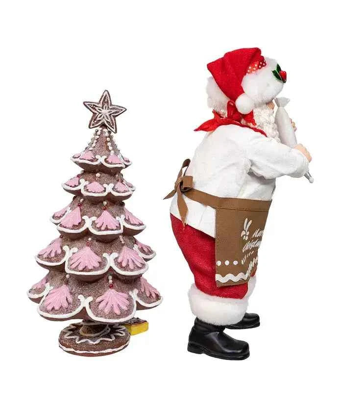 10.5" Fabriche Santa+Gingerbread Tree 2P