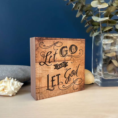 Inspirational Block-let Go -Let God