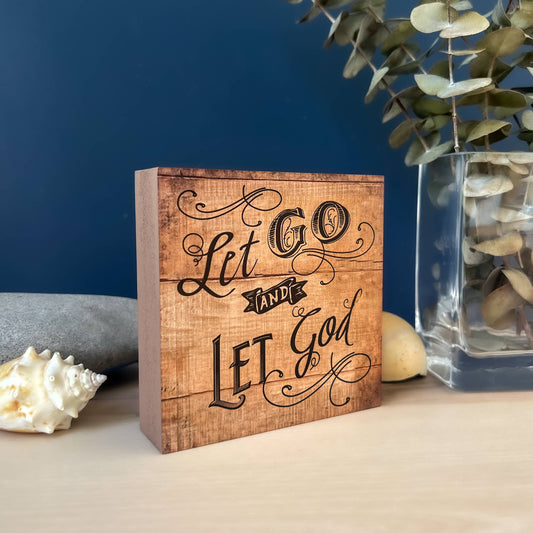 Inspirational Block-let Go -Let God