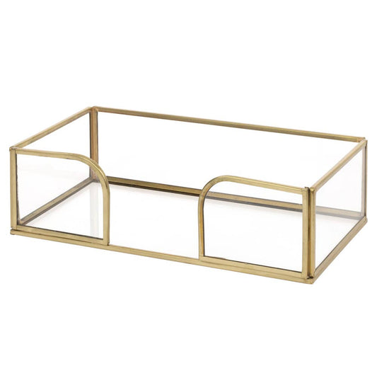 Gold Edge Glass Paper Guest Towel Napkin Caddy