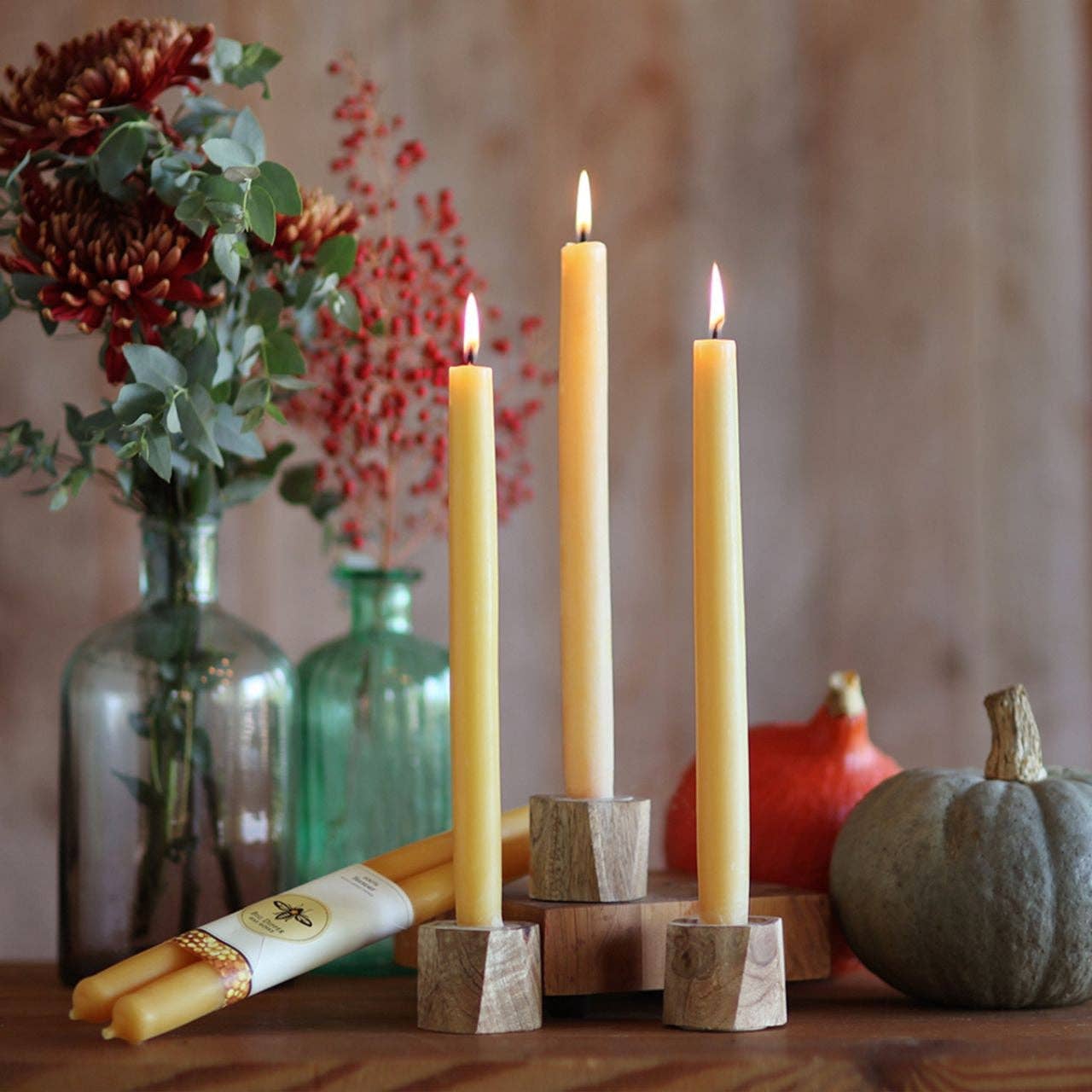 Velas cónicas de cera de abeja 100% pura