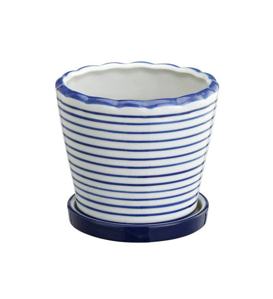 Blue & White Planters w/Saucers
