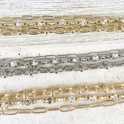 Triple chain crystal bracelet
