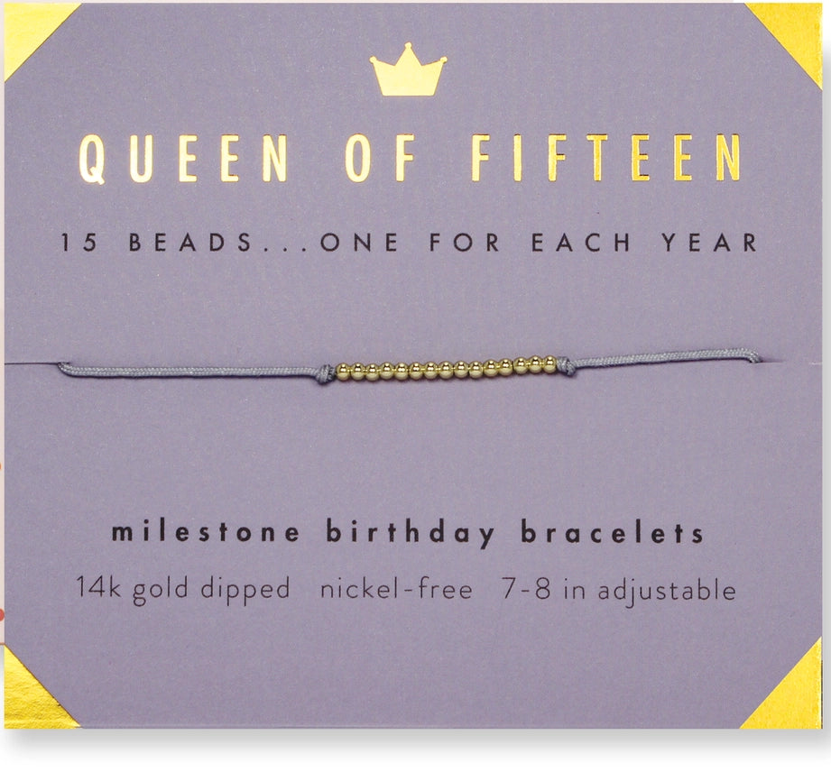 15th Milestone Birthday Bracelet - A Bead For Each Year