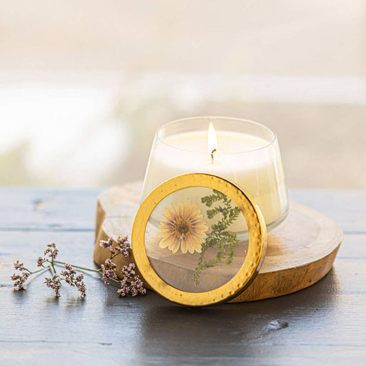 Pressed Floral Candle - Vanilla Rain - Medium