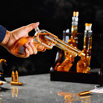 CRAFTGEN - 3 Gun Whiskey Decanter Set - Gift Ideas for Men Husband Dad