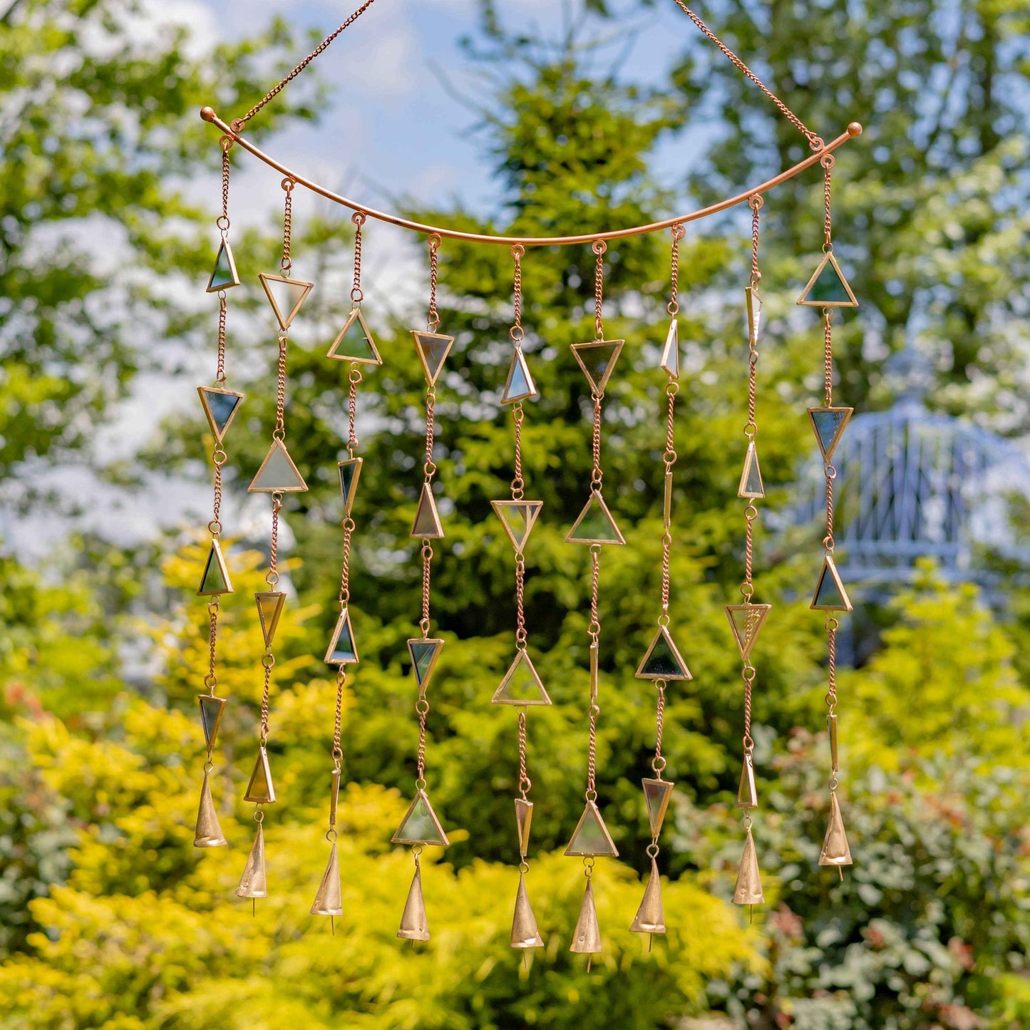 6 Assorted Gold Metal Curtain Wind Chimes with Dangling Bell