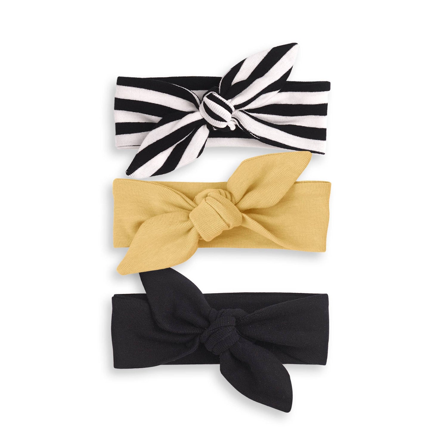 Baby Girl's Black, Gold & Striped Cotton Headbands: Black Stripe