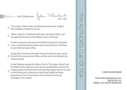 TEA GREETING Card with REAL TEA BAG - Author John Steinbeck