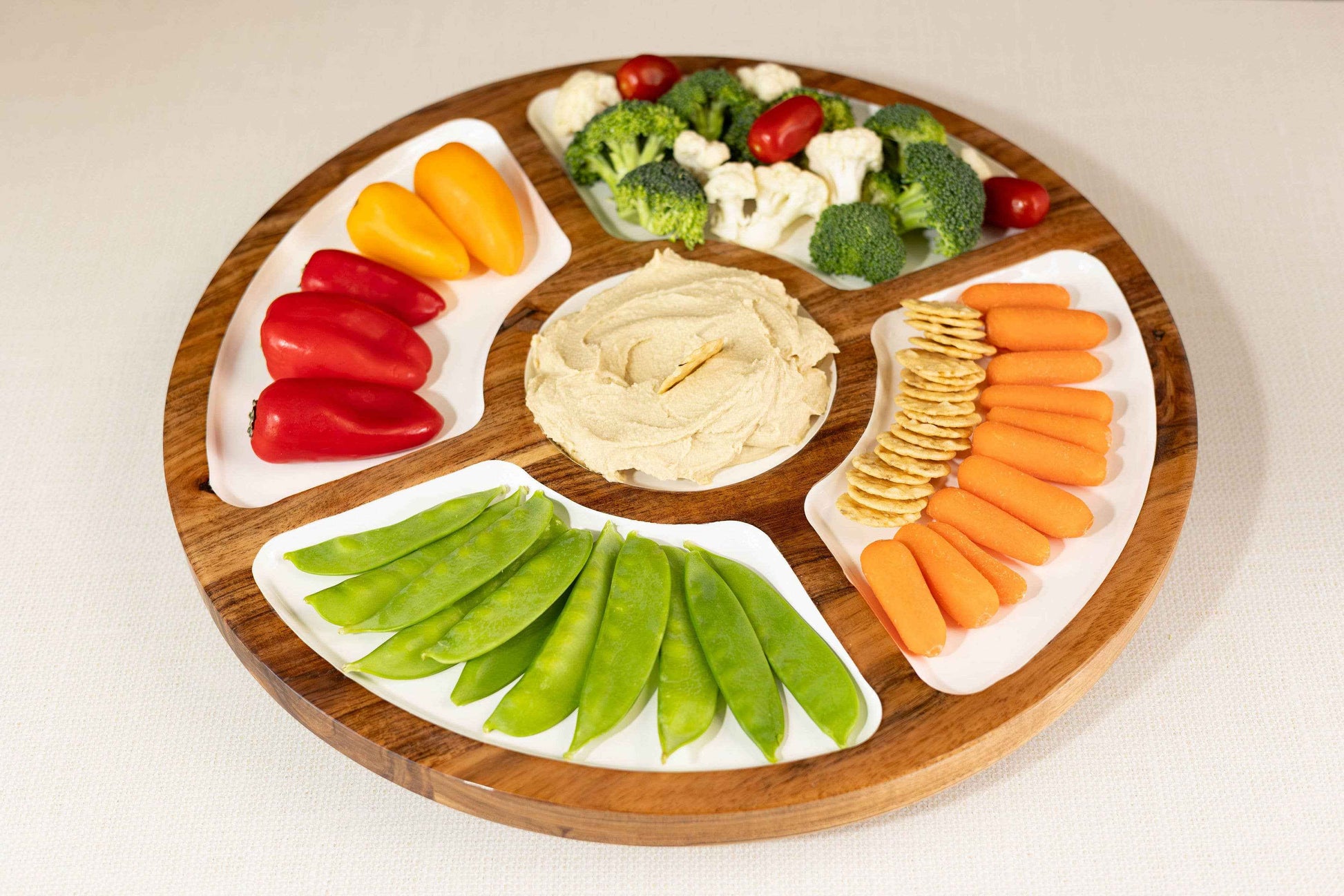 JF Wood + White Collection Mango Wood Compartment Lazy Susan