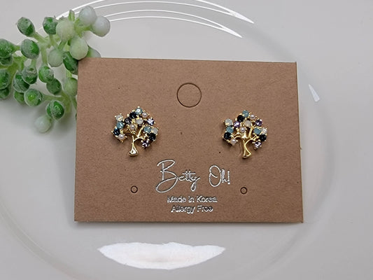 Tree Stone Post Earrings