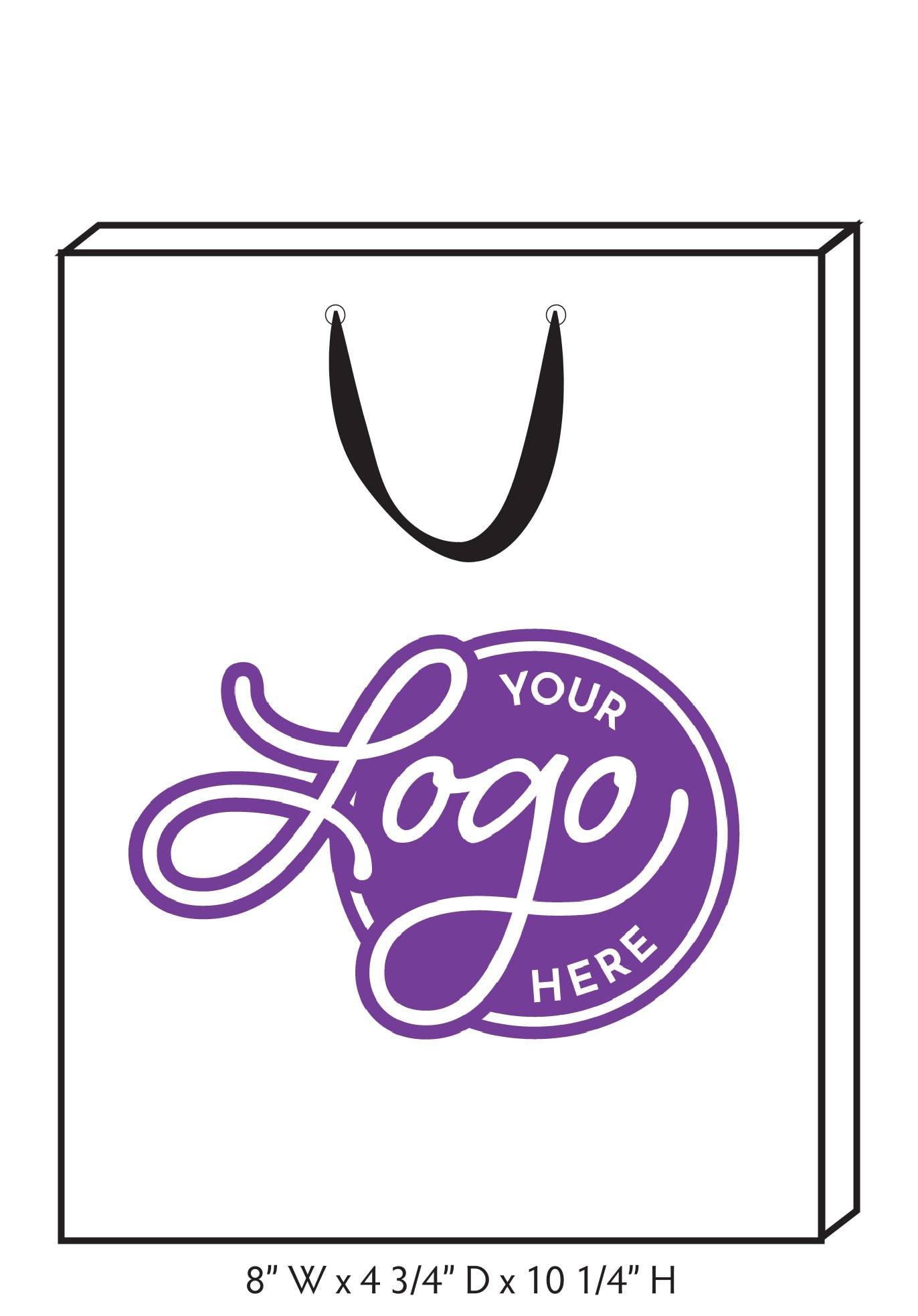 Custom Logo Ribbon Handle Bags w/Color Ink: White/White / 100 / Large