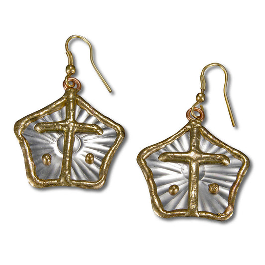 Mixed Metal Cross Earrings