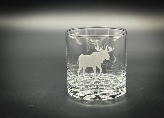 Adirondack Etching LLC - Moose Solid 10.25 oz Knob Rocks Glass
