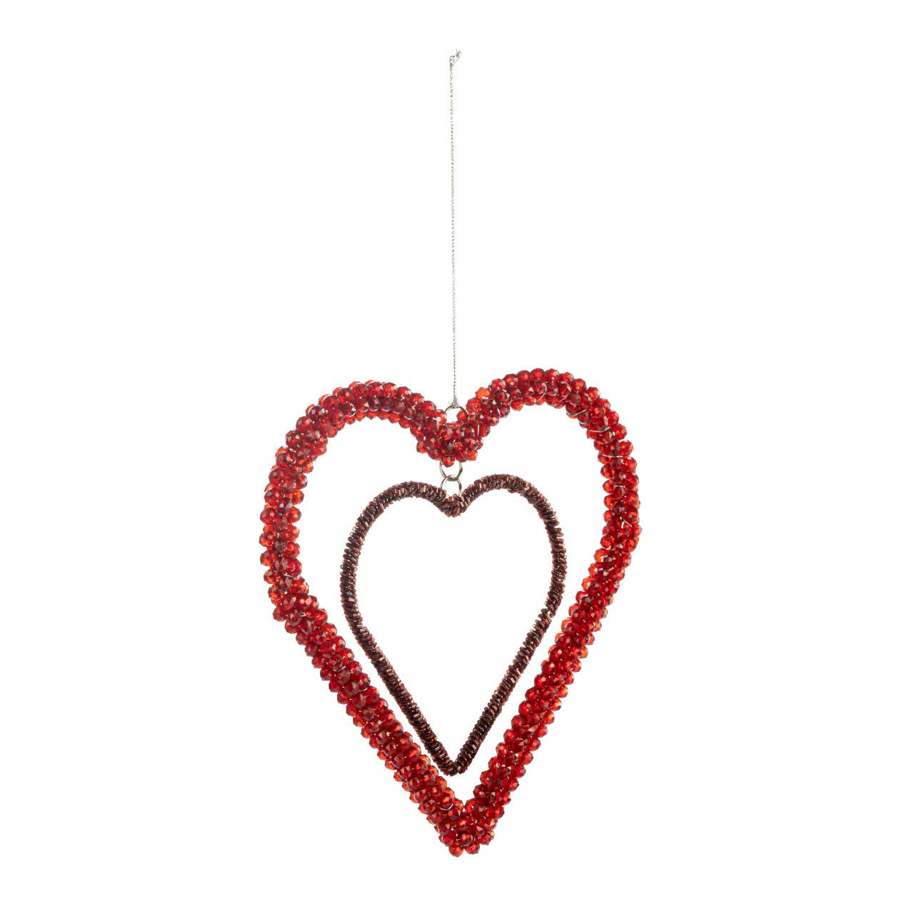 Red Beaded Heart Orn