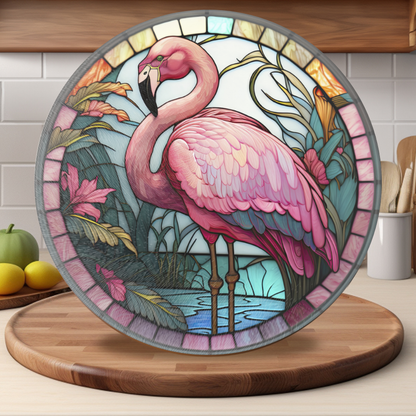 Flamingo Glass Charcuterie Board 8 - Inch