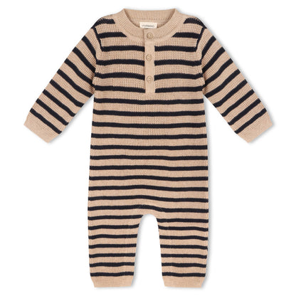 Viverano Organics - Navy Stripe Chunky Sweater Knit Baby Jumpsuit (Organic)