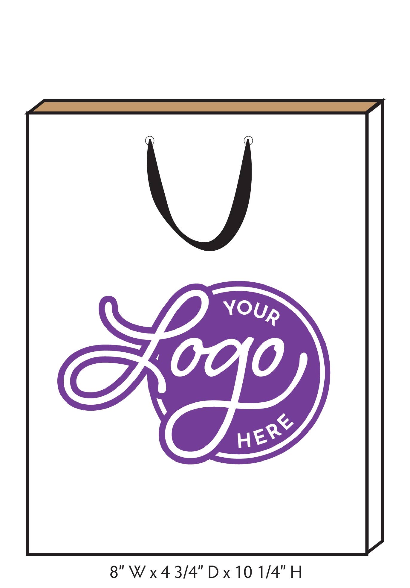 Custom Logo Ribbon Handle Bags w/Color Ink: White/White / 100 / Medium
