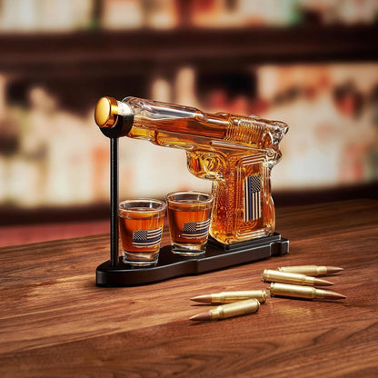Police Flag Gifts for Men, Dad, Father Whiskey Decanter Set