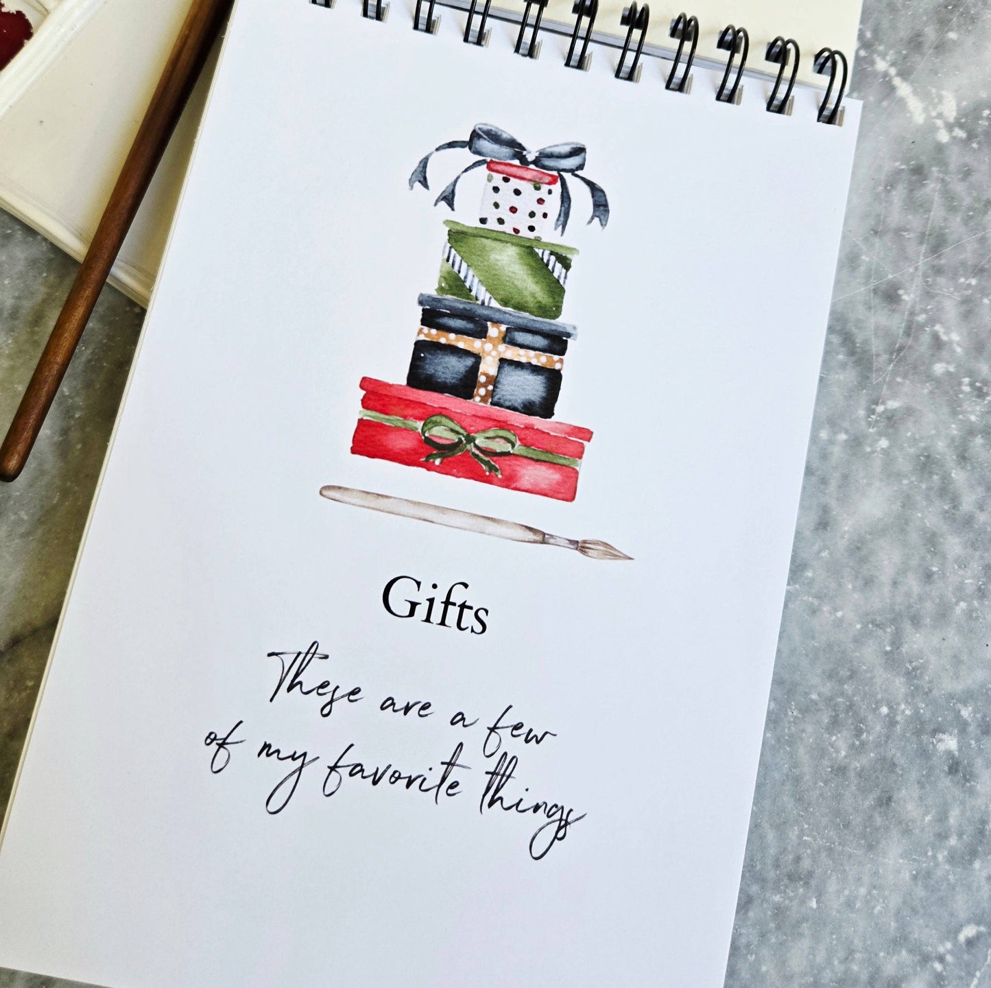 Watercolor Workbook, Spiral Bound, Christmas
