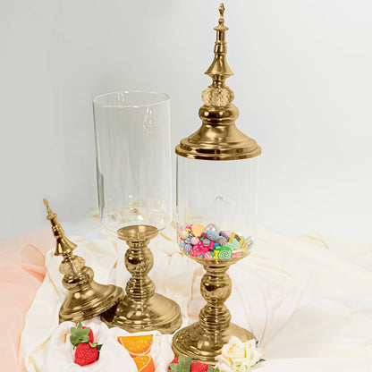 Clear Glass Olive Candy Jar With Lid Gold