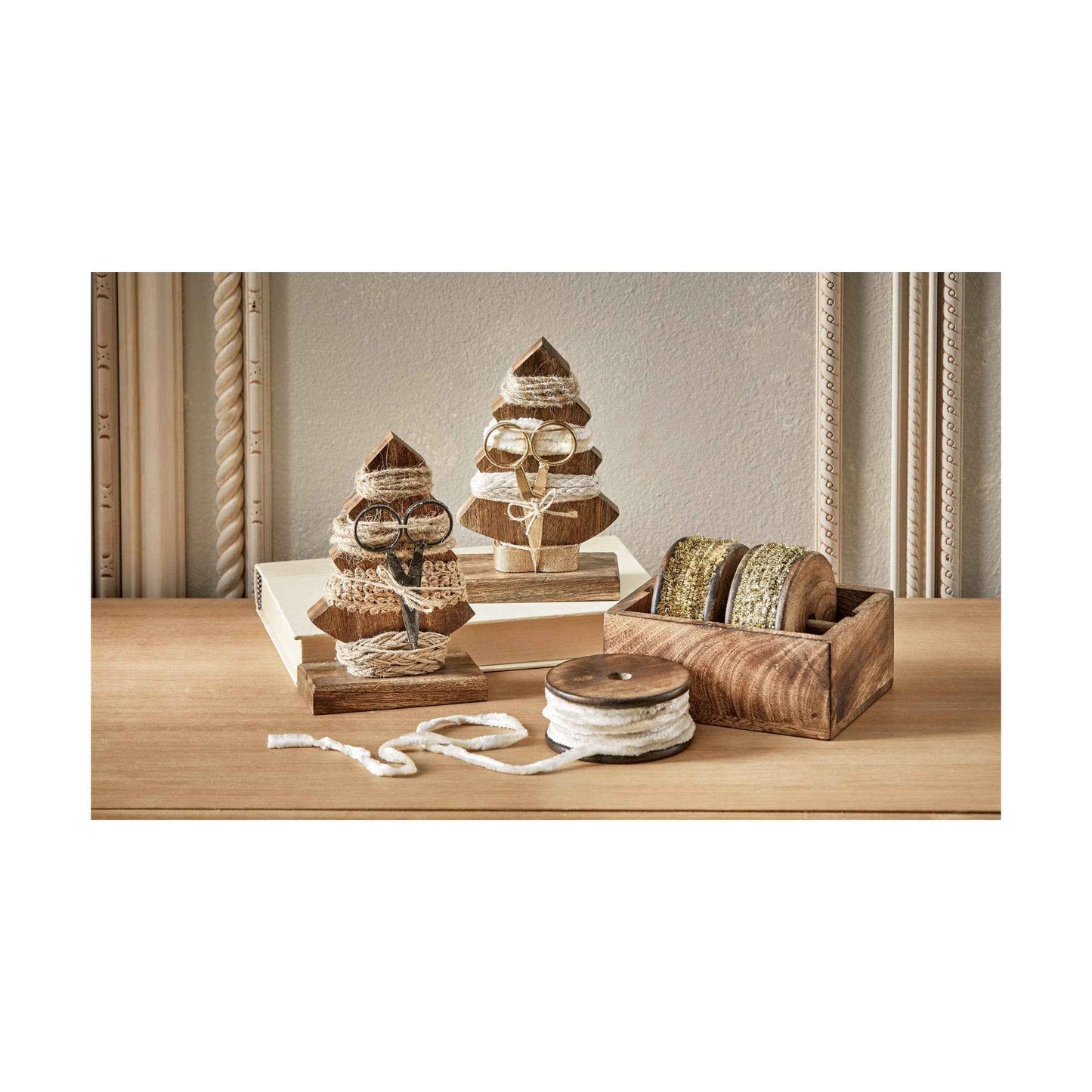 Tree Ribbon Set of 4 & Scissor Set Natural Christmas