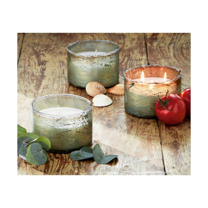 Org Citro Eucalyptus Candle Short Light Green Glass Summer
