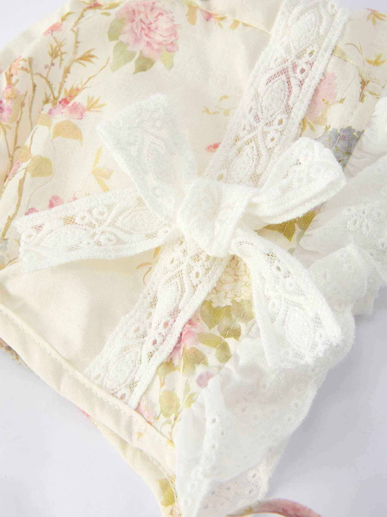 Floral Baby Girl Romper With Bow Ruffle And Hat: 6M