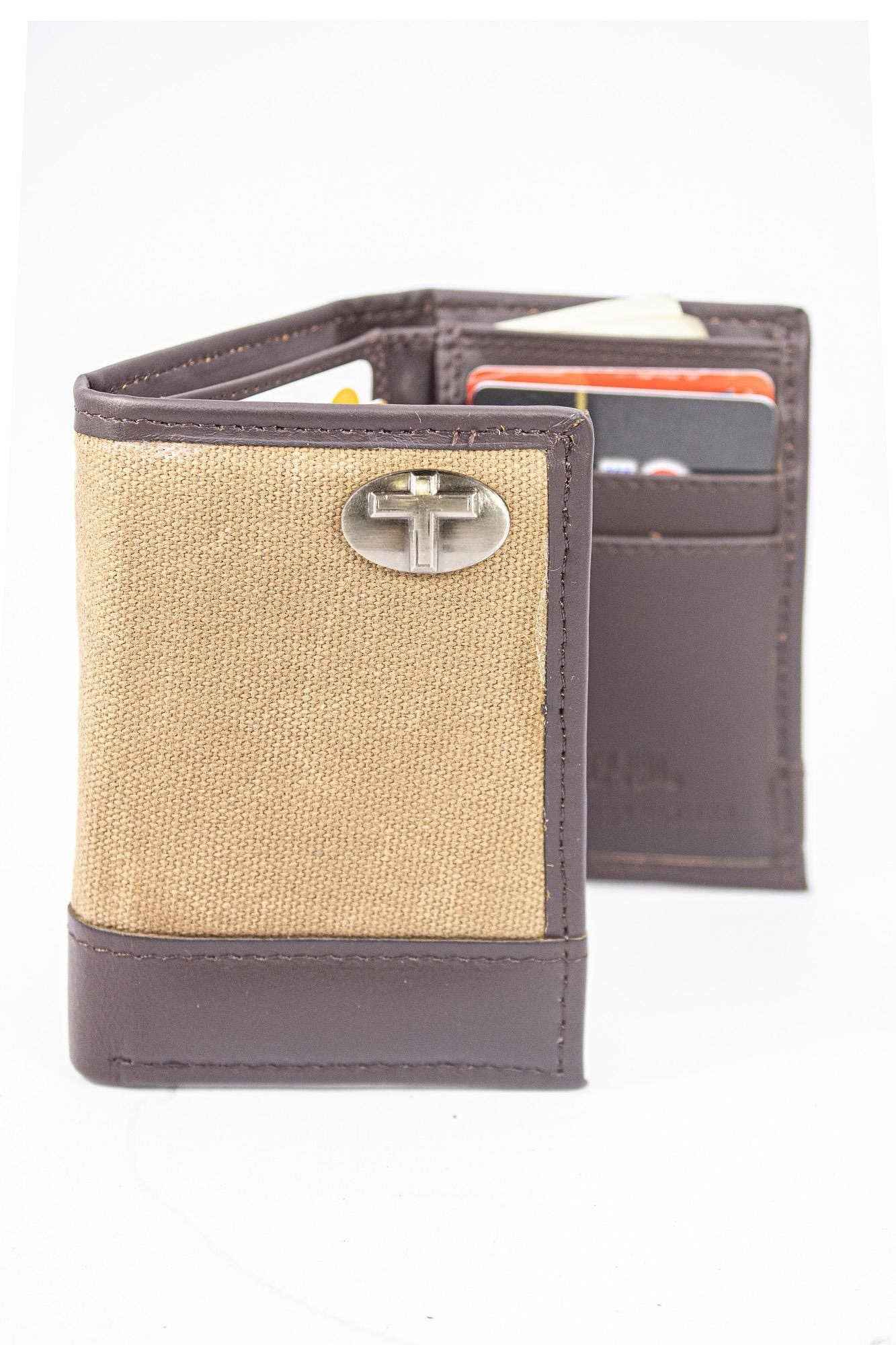 Christian Cross Leather Trifold Wallet: Crazyhorse Brown