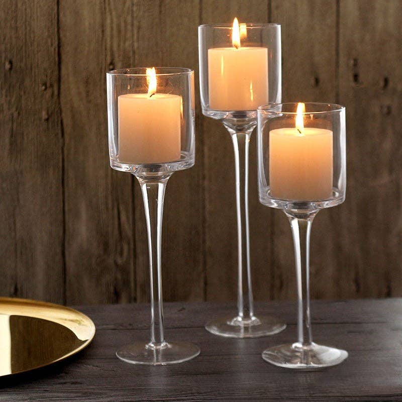 Glass Tapered Pedestal Candle Holder(Setof3)