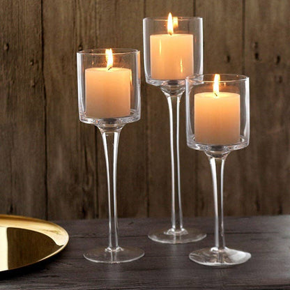 Glass Tapered Pedestal Candle Holder(Setof3)