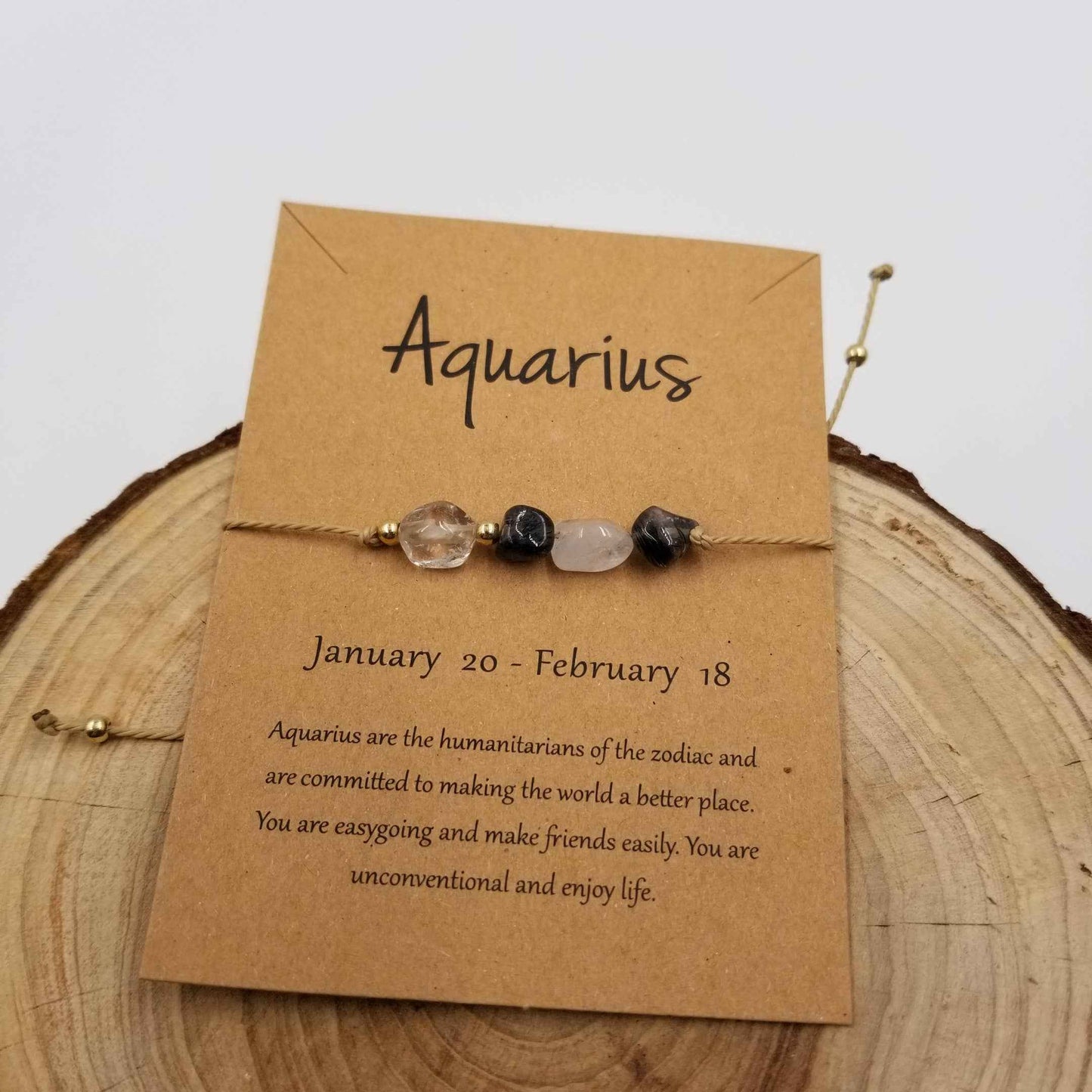 Natural Stone Handwoven Constellation Bracelet with Card: Leo