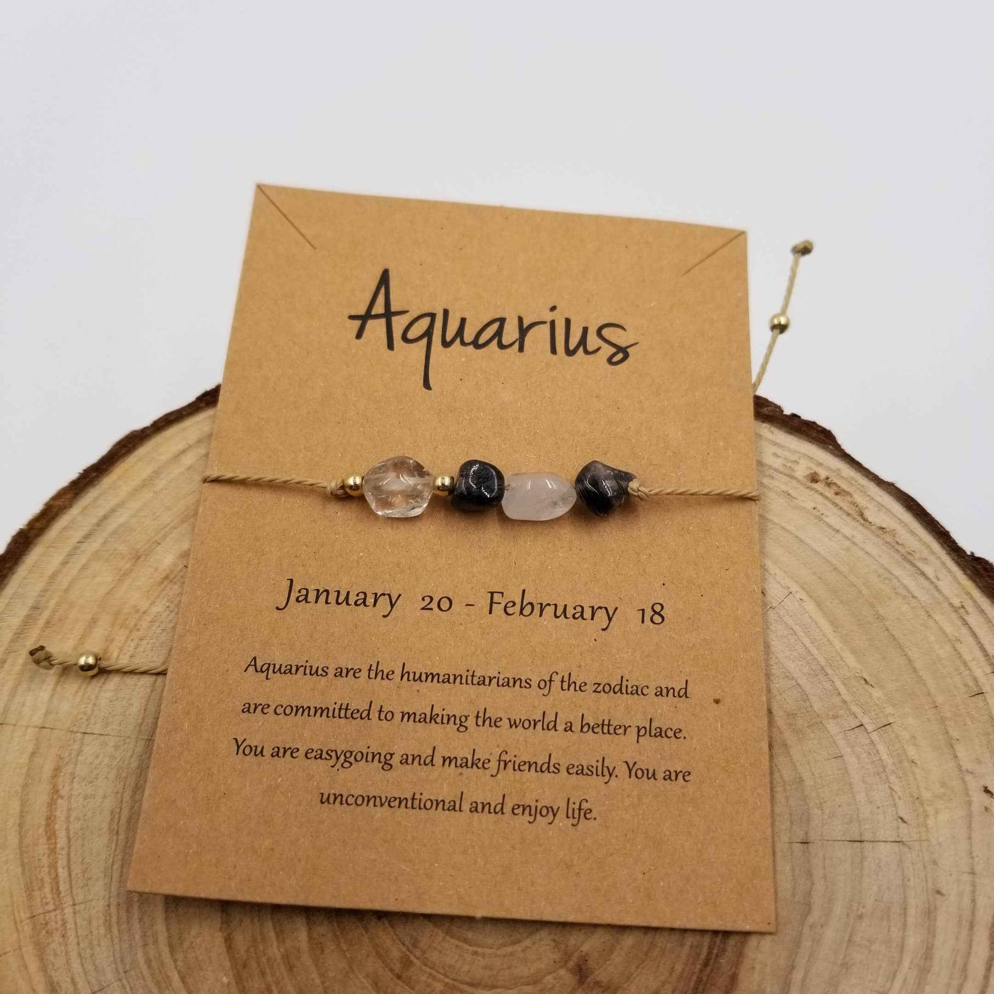 Natural Stone Handwoven Constellation Bracelet with Card: Leo