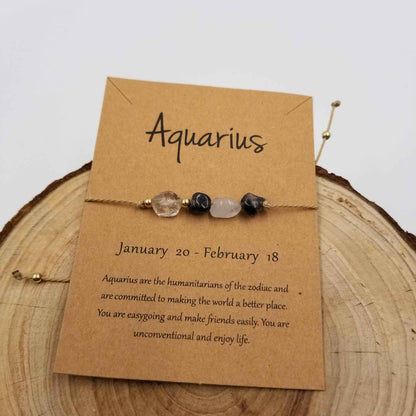 Natural Stone Handwoven Constellation Bracelet with Card: Leo