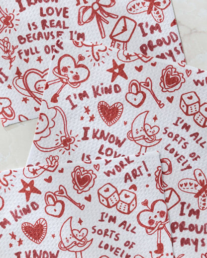 Geometry - Valentine's Affirmations Dishcloth Set