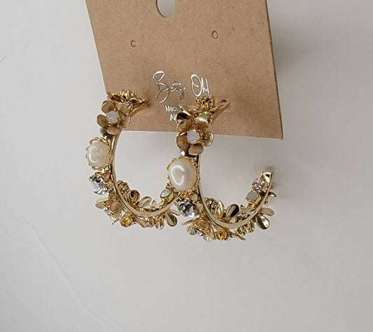 Handmade Flower Hoop Earrings.