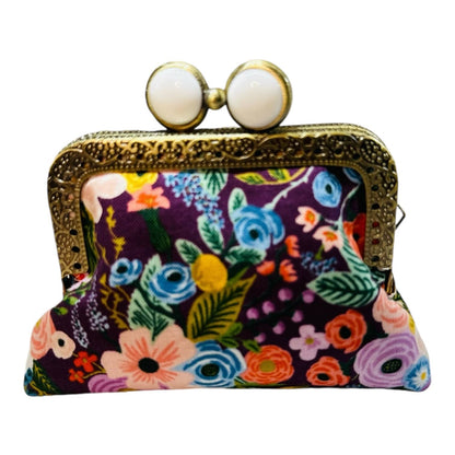 Mini Clutch Coin Purse - Petite Floral Plum