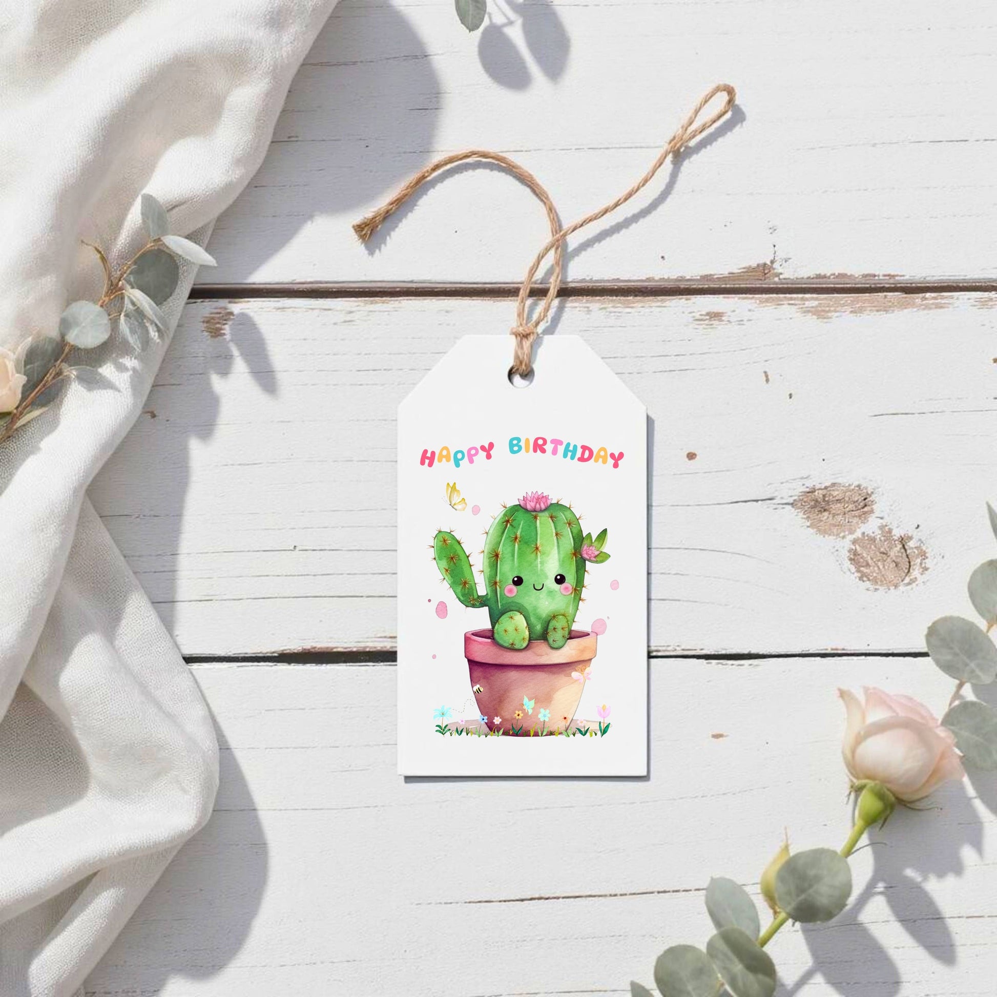 succulent birthday gift Succulent Birthday Gift Tags Set of 8 with Kraft Twine