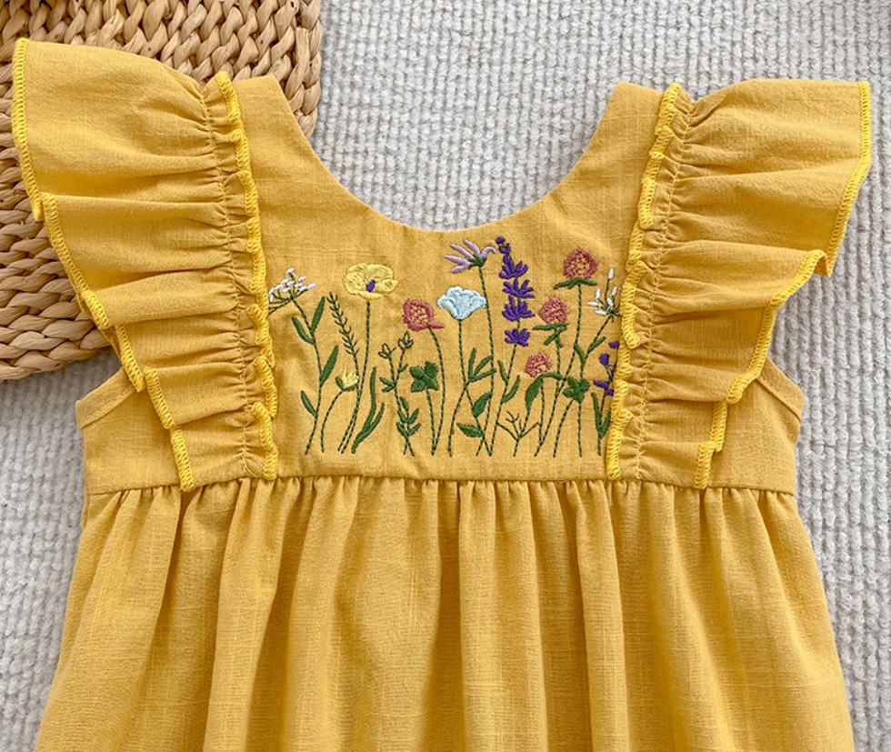 Baby cotton floral embroidery bodysuit romper