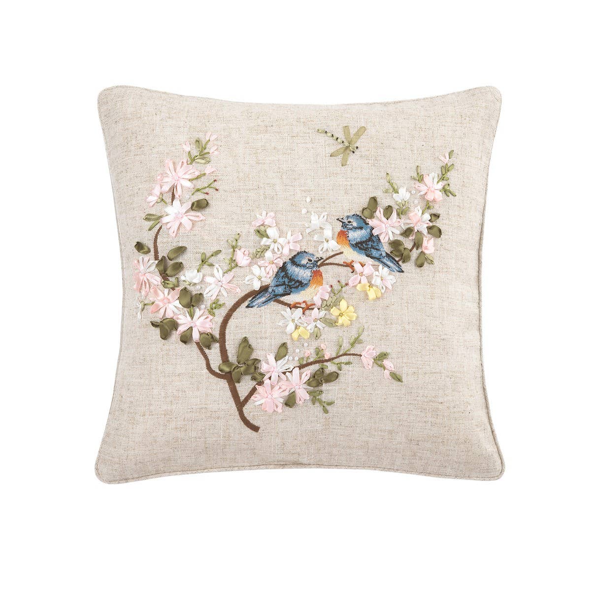 Spring Bluebird Bird Throw Pillow