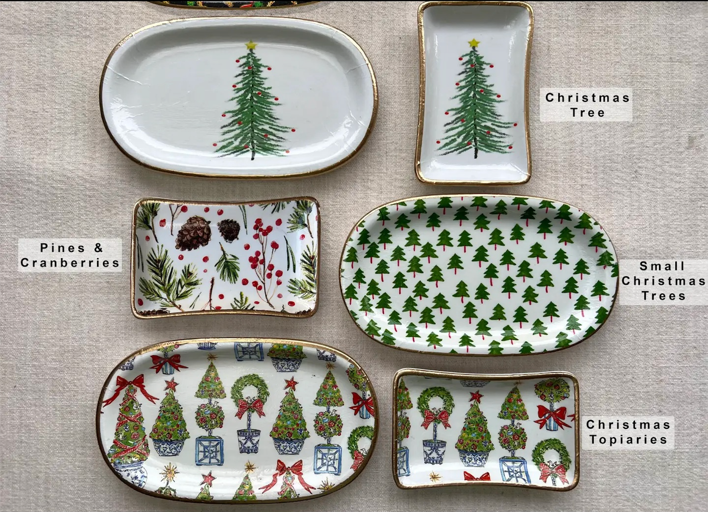 Ten Twenty Six Designs - Bandeja navideña de cerámica para joyas