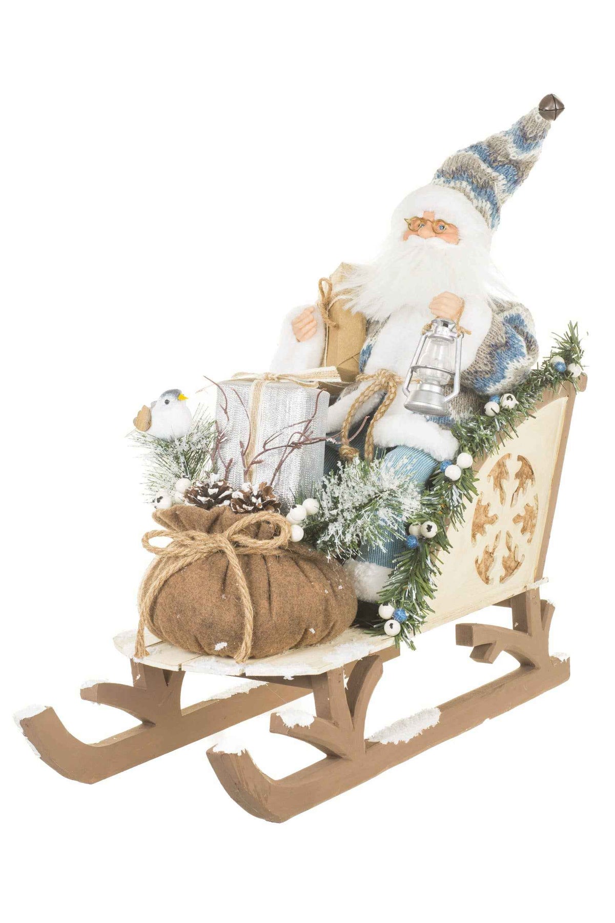 NEW-Blue-Gray Santa Figurine