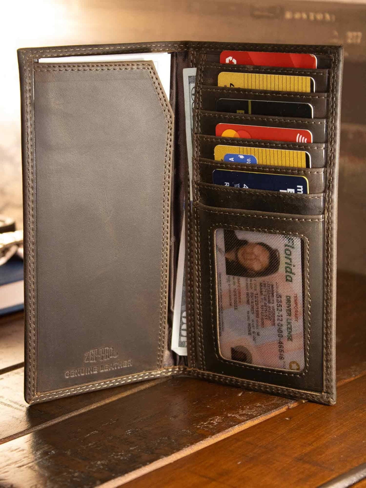Buck Leather Roper Wallet: Realtree