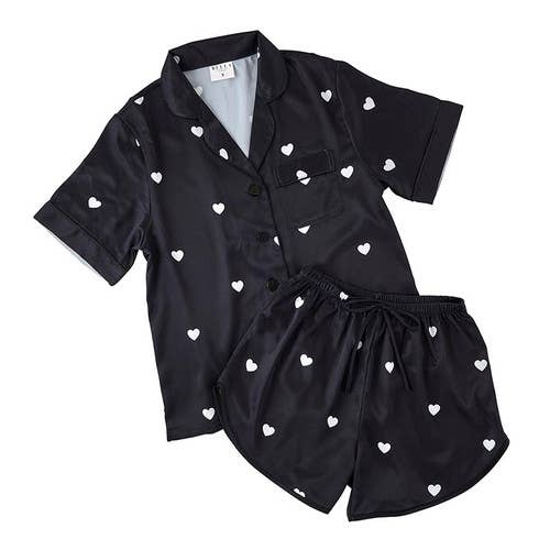 Bella Sleep + Spa - Satin Two-Piece PJ Set - Black