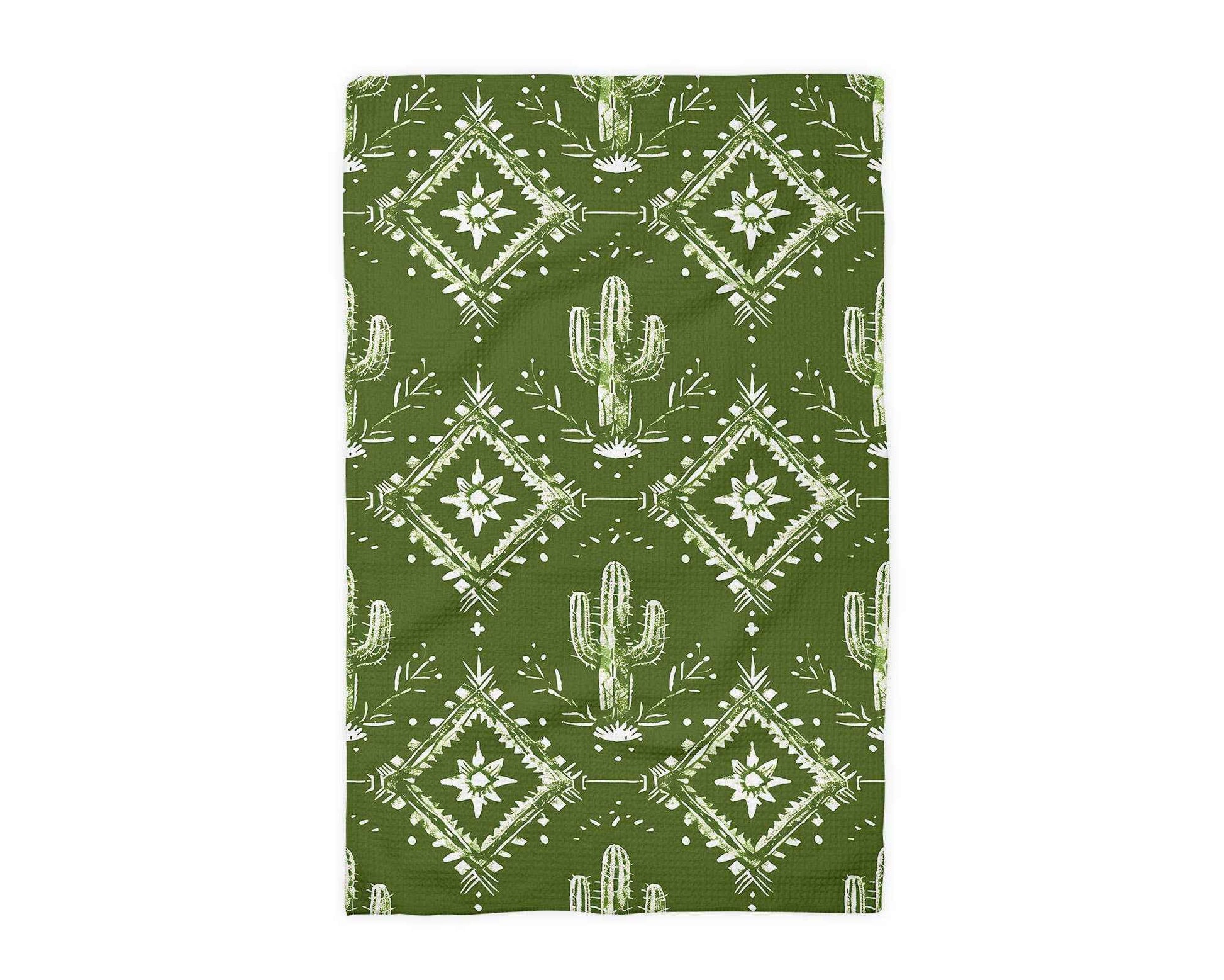 Retro Cactus Western Cowboy Cowgirl Kitchen Towel Waffle